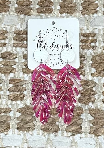 Pink feather earrings
