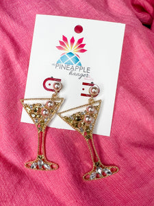 Tipsy Martini Jeweled Earrings
